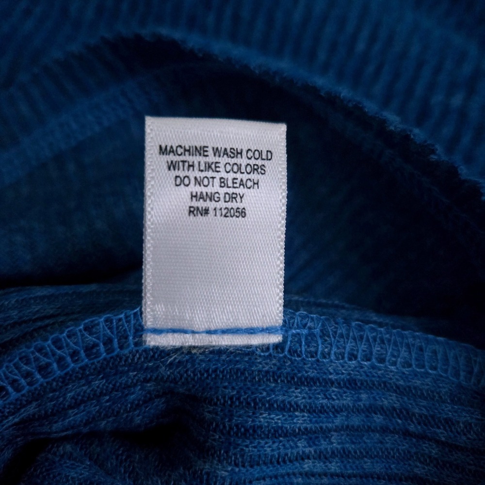 Zenana Blue Ribbed Long Sleeve Pocket Top Oversized Crew Neck 2X/3X HT-2221X5 - Picture 6 of 6